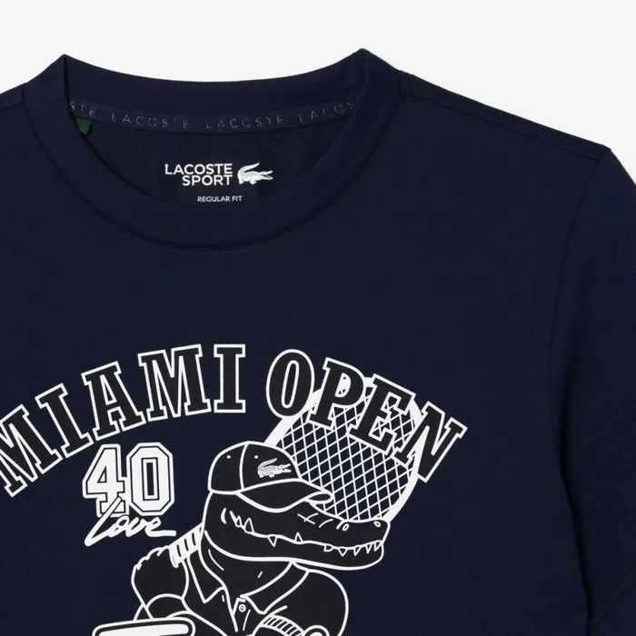 TShirts Men Lacoste Men039s Miami Open Edition UltraDry Tennis TShirt Navy Blue 166