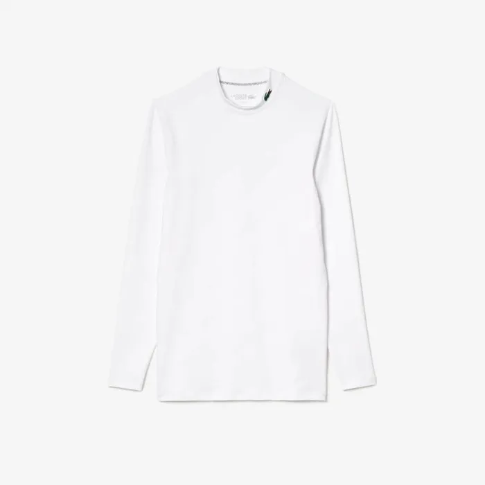 TShirts Men Lacoste Men039s Recycled Fiber Long Sleeve Sports TShirt White 001