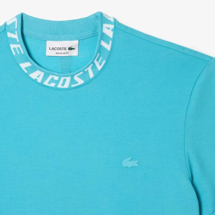 TShirts Men Lacoste Men039s Regular Fit Branded Collar TShirt Blue Spi