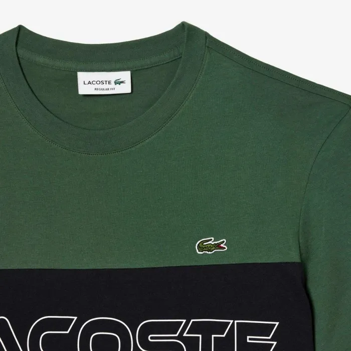 TShirts Men Lacoste Men039s Regular Fit Printed Colorblock TShirt Dark Green Navy Blue Kzi