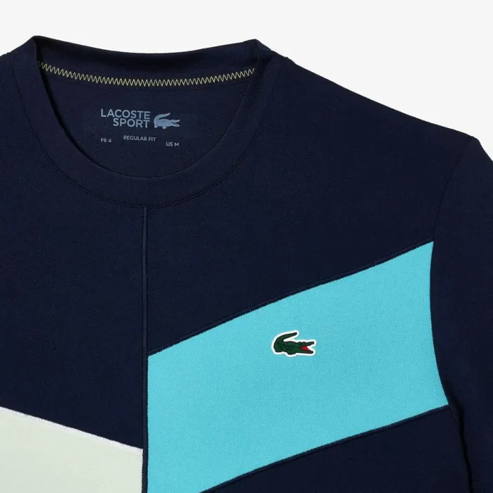 TShirts Men Lacoste Men039s Regular Fit Seamless Tennis TShirt Navy Blue Blue Green White Rih