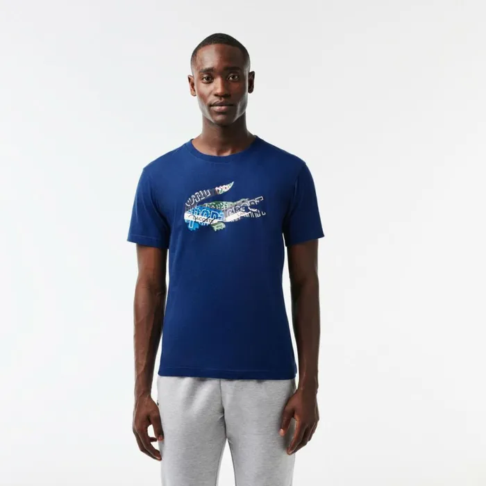 TShirts Men Lacoste Men039s SPORT Cotton Jersey TShirt Methylene Blue F9f