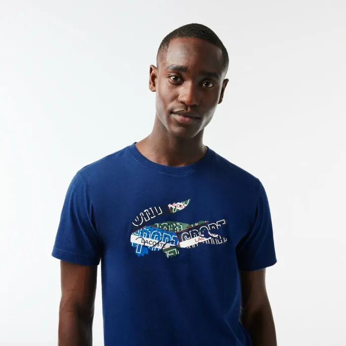 TShirts Men Lacoste Men039s SPORT Cotton Jersey TShirt Methylene Blue F9f