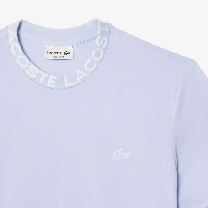 TShirts Men Lacoste Men039s Ultralight Piqu Logo Jacquard Collar TShirt Phoenix Blue J2g