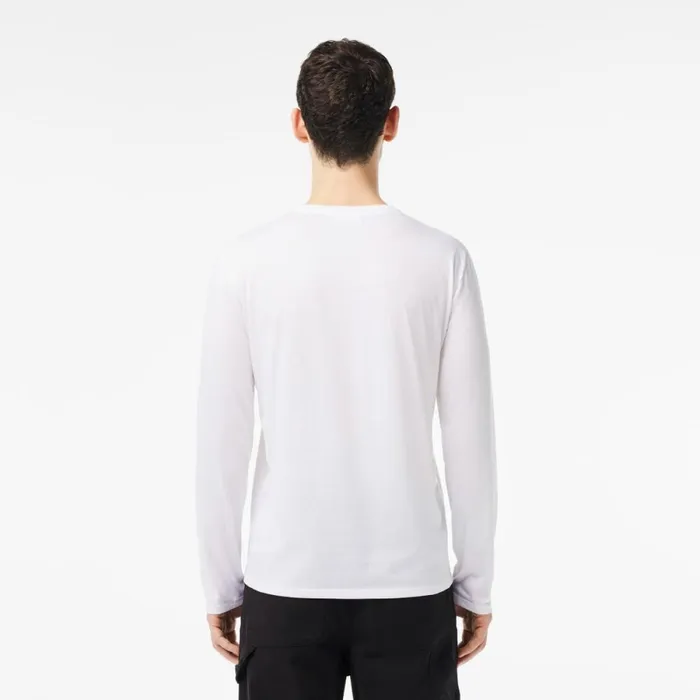 TShirts Men Lacoste Men039s VNeck Lightweight Pima Cotton Jersey TShirt White 001
