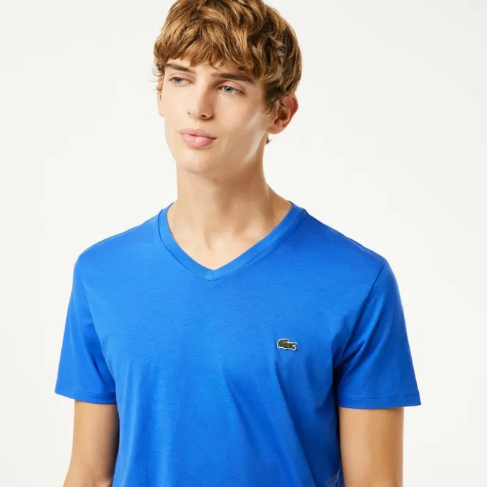 TShirts Men Lacoste Men039s VNeck Pima Cotton Jersey TShirt Ladigue Blue Ixw