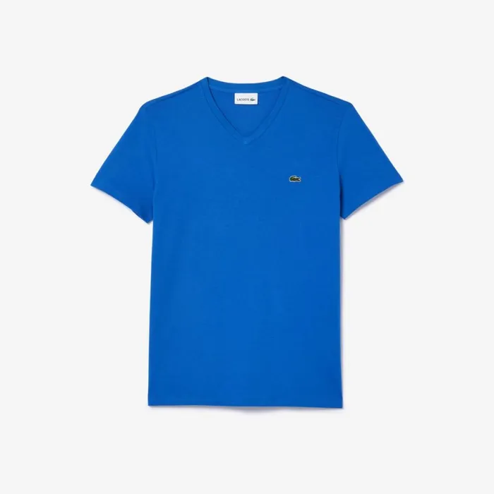 TShirts Men Lacoste Men039s VNeck Pima Cotton Jersey TShirt Ladigue Blue Ixw
