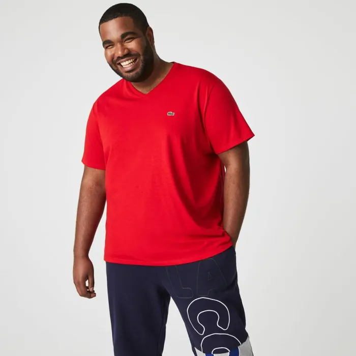 TShirts Men Lacoste Men039s VNeck Pima Cotton Jersey TShirt Red 240