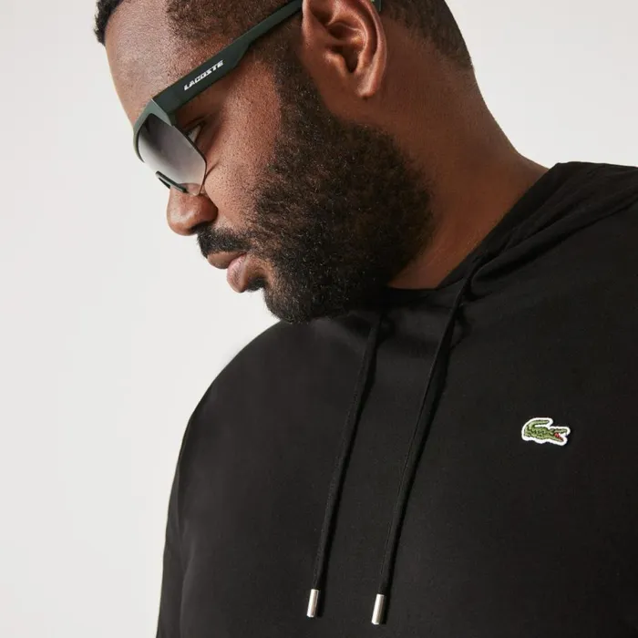 TShirts Men Lacoste Mens Big Fit Hooded TShirt Black 031