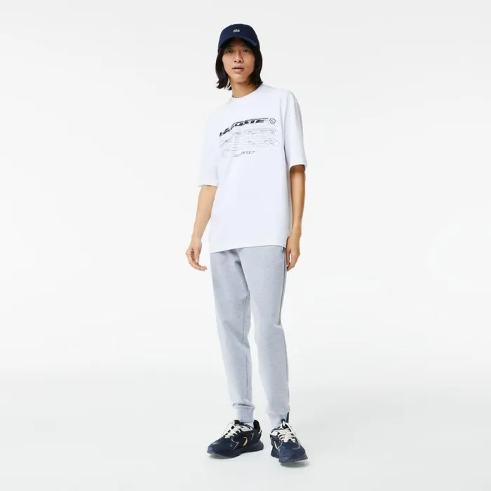 TShirts Men Lacoste Mens Loose Fit Organic Cotton Piqu TShirt White 001