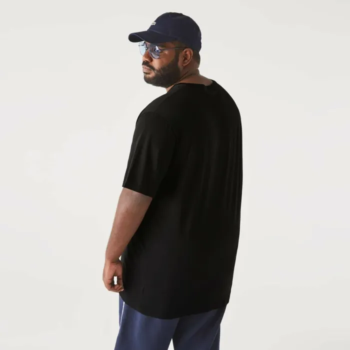 TShirts Men Lacoste Mens Tall Fit Ribbed VNeck Cotton TShirt Black 031
