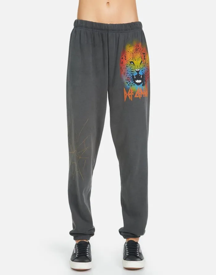 Tanzy Def Leppard Leopard Pigment Black Women Lauren Moshi Long Sweatpants