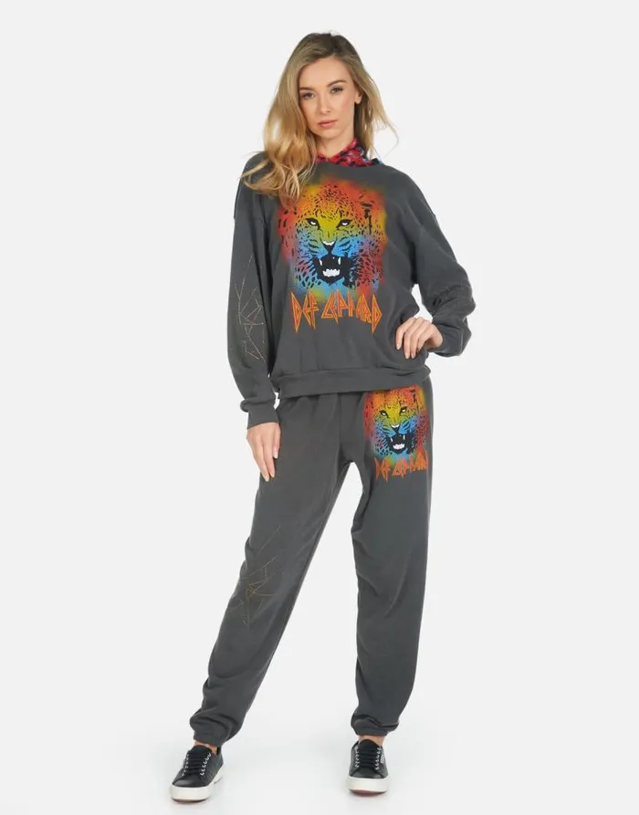 Tanzy Def Leppard Leopard Pigment Black Women Lauren Moshi Long Sweatpants