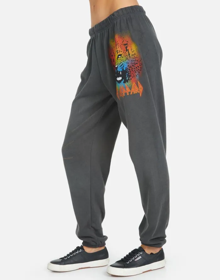 Tanzy Def Leppard Leopard Pigment Black Women Lauren Moshi Long Sweatpants