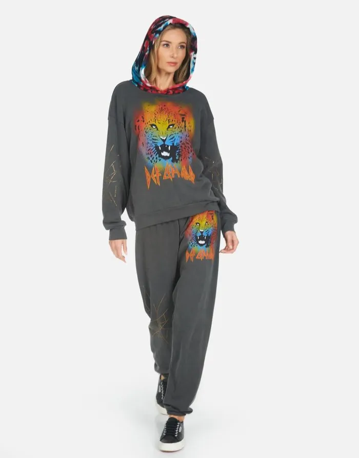 Tanzy Def Leppard Leopard Pigment Black Women Lauren Moshi Long Sweatpants