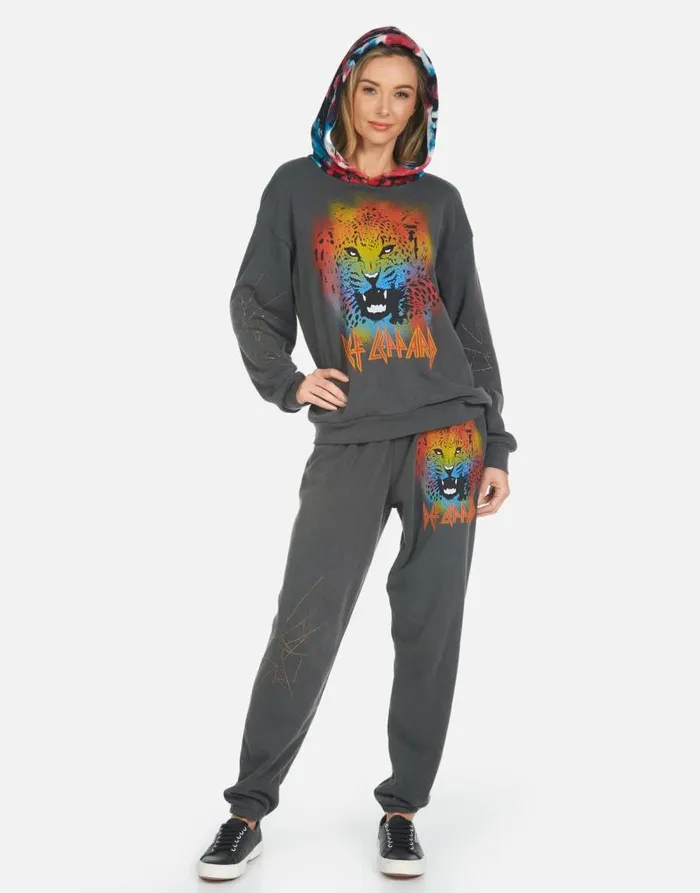 Tanzy Def Leppard Leopard Pigment Black Women Lauren Moshi Long Sweatpants