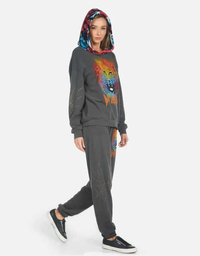 Tanzy Def Leppard Leopard Pigment Black Women Lauren Moshi Long Sweatpants