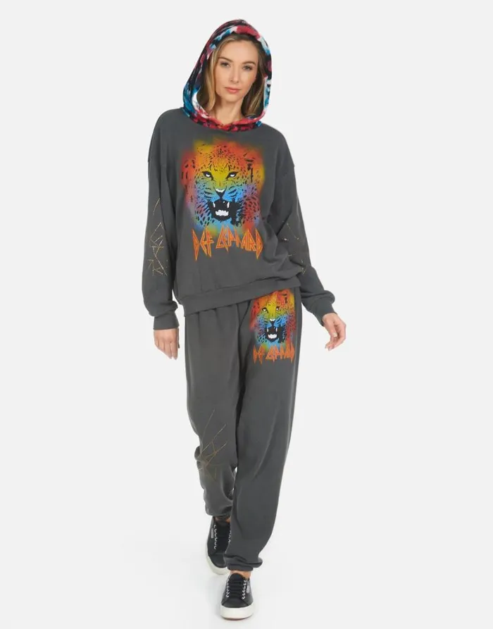 Tanzy Def Leppard Leopard Pigment Black Women Lauren Moshi Long Sweatpants