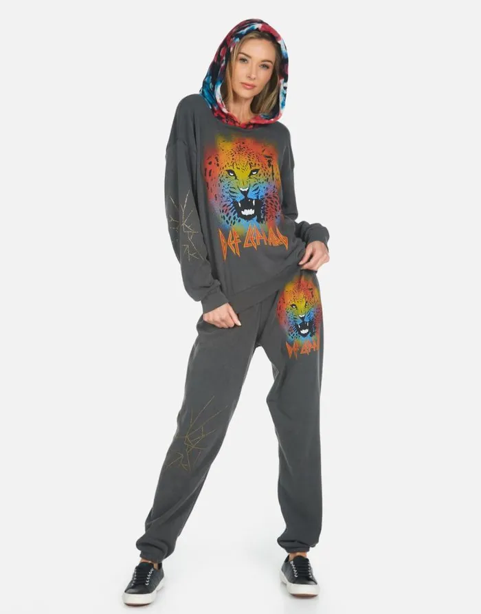 Tanzy Def Leppard Leopard Pigment Black Women Lauren Moshi Long Sweatpants