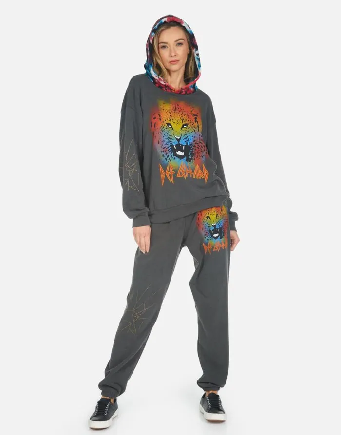 Tanzy Def Leppard Leopard Pigment Black Women Lauren Moshi Long Sweatpants