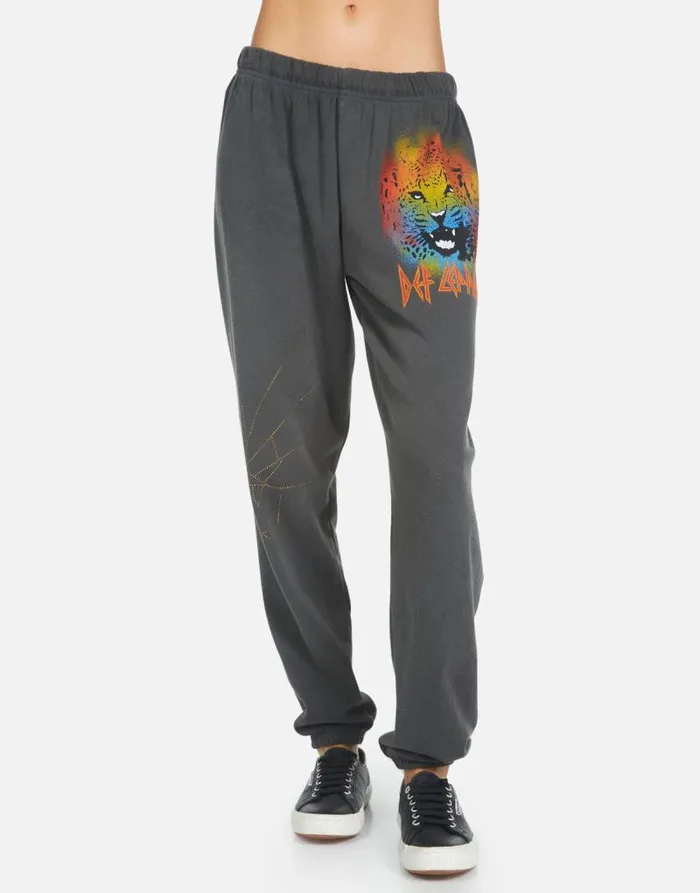 Tanzy Def Leppard Leopard Pigment Black Women Lauren Moshi Long Sweatpants