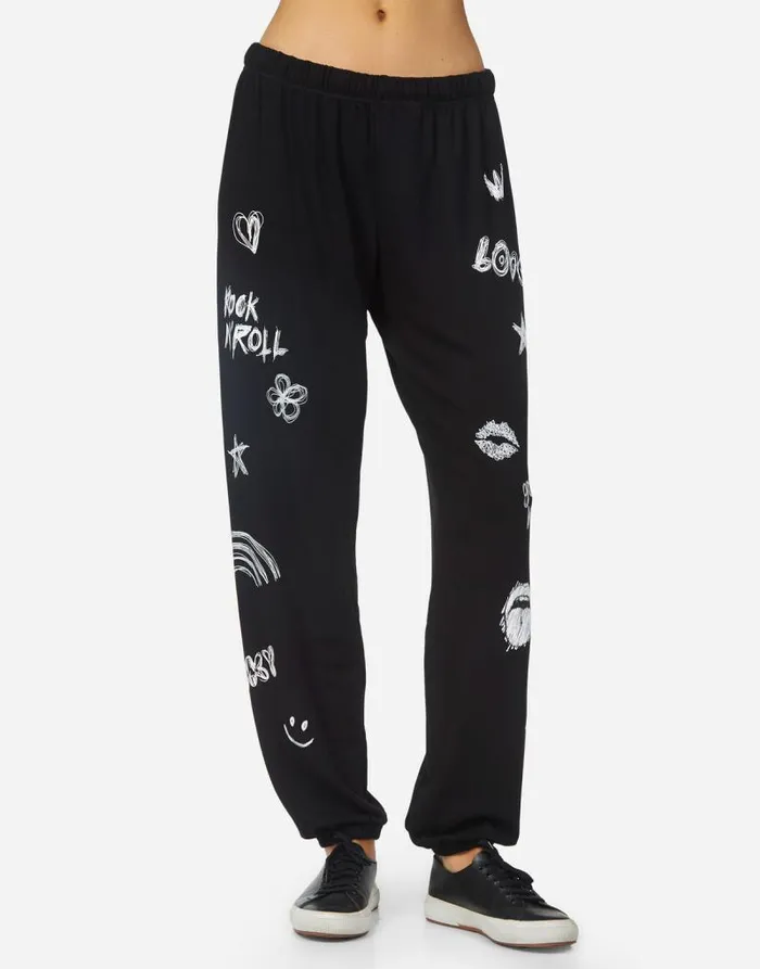 Tanzy Doodle Elements Black Women Lauren Moshi Long Sweatpants