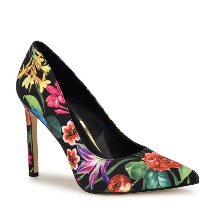 Tatiana Pointy Toe Pumps Black Floral Women Nine West Heels Tatiana Pointy Toe Pumps Black Floral Women Nine West Heels