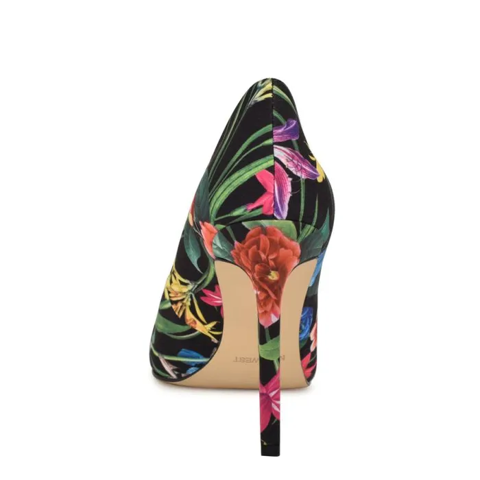 Tatiana Pointy Toe Pumps Black Floral Women Nine West Heels Tatiana Pointy Toe Pumps Black Floral Women Nine West Heels