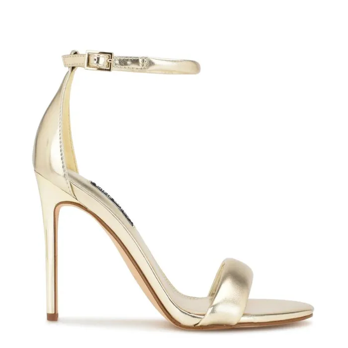 Teeya Ankle Strap Sandals Platino Women Nine West Heels