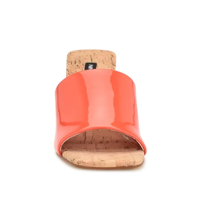 Teice Heeled Slide Sandals Orange Patent Women Nine West Heels Teice Heeled Slide Sandals Orange Patent Women Nine West Heels
