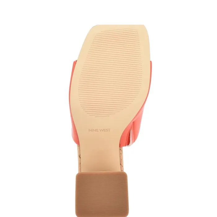 Teice Heeled Slide Sandals Orange Patent Women Nine West Heels Teice Heeled Slide Sandals Orange Patent Women Nine West Heels