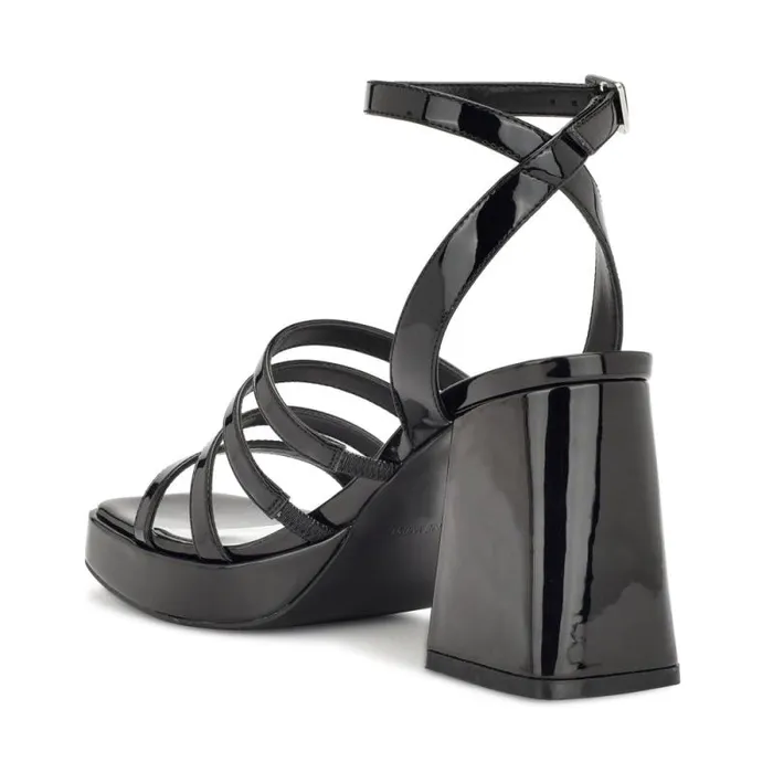 Teriss Strappy Platform Sandals Black Patent Women Nine West Heels Teriss Strappy Platform Sandals Black Patent Women Nine West Heels