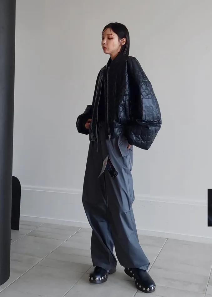 The Frankie Shop Alma Quilted FauxLeather Bomber 8211 Black Shop Outerwear