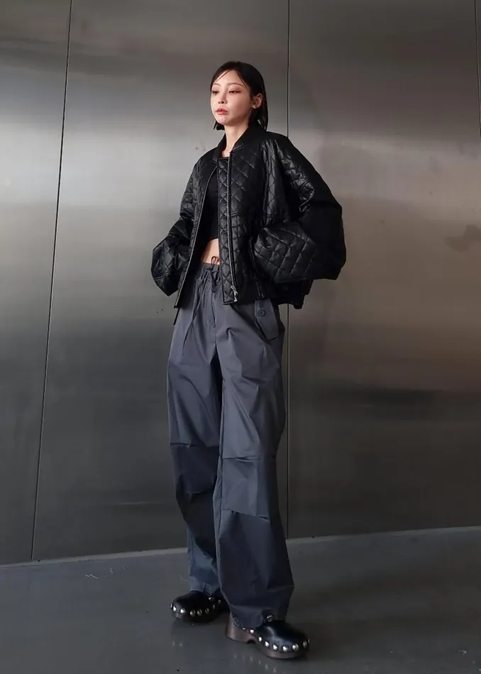 The Frankie Shop Alma Quilted FauxLeather Bomber 8211 Black Shop Outerwear