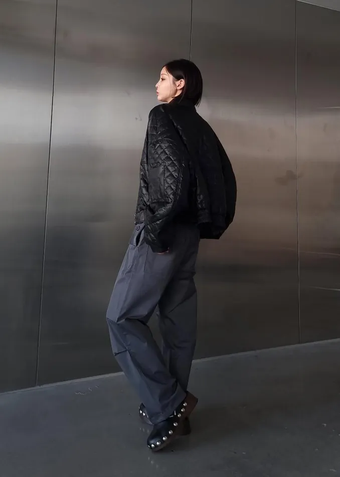 The Frankie Shop Alma Quilted FauxLeather Bomber 8211 Black Shop Outerwear