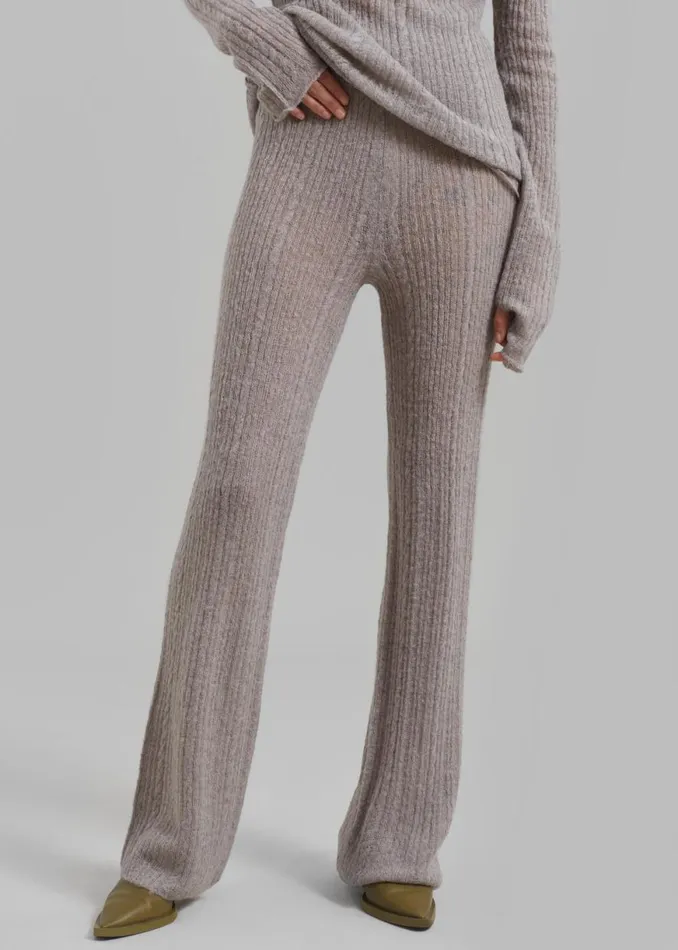 The Frankie Shop Amomento Sheer Knit Pants 8211 Charcoal Shop Clothing