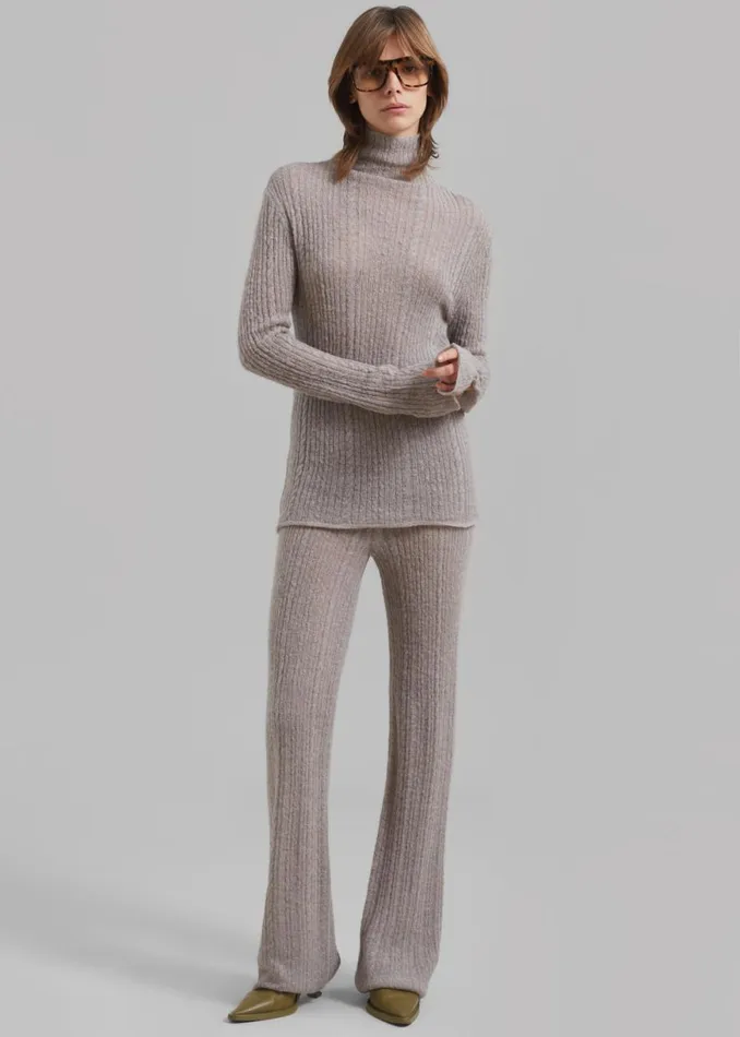 The Frankie Shop Amomento Sheer Knit Pants 8211 Charcoal Shop Clothing