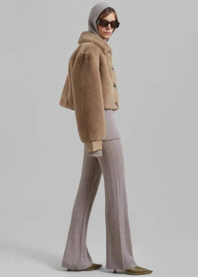 The Frankie Shop Amomento Sheer Knit Pants 8211 Charcoal Shop Clothing