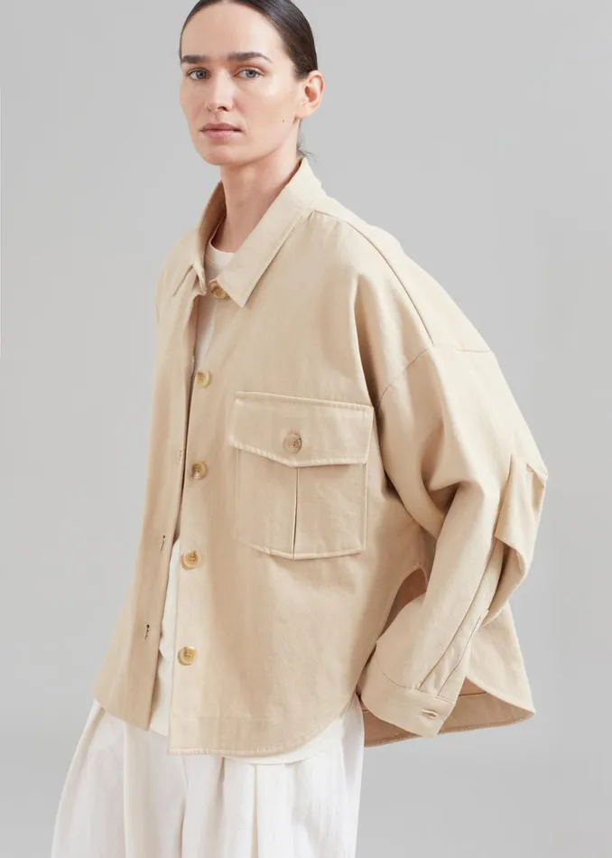 The Frankie Shop Arden Overshirt 8211 Beige Shop Outerwear