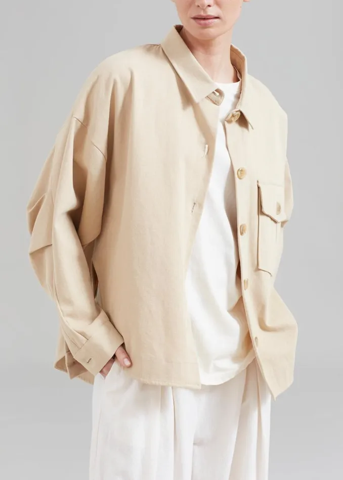 The Frankie Shop Arden Overshirt 8211 Beige Shop Outerwear