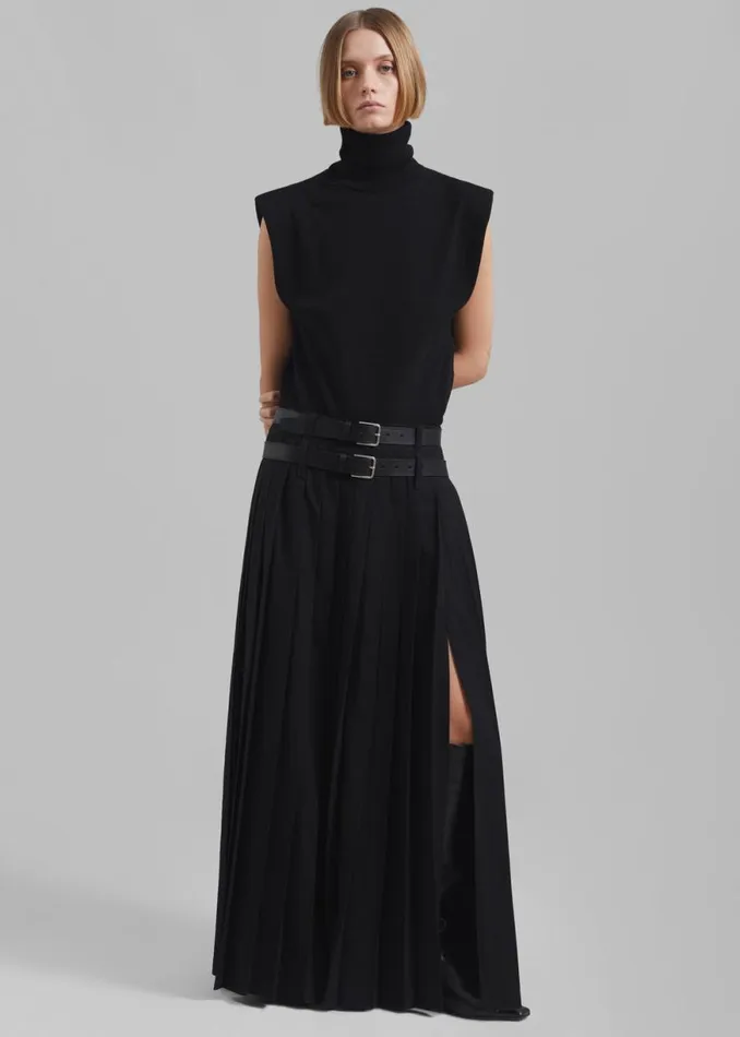 The Frankie Shop Bailey Long Pleated Skirt 8211 Black Shop Clothing