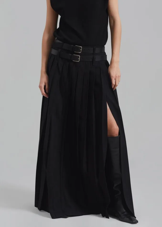 The Frankie Shop Bailey Long Pleated Skirt 8211 Black Shop Clothing