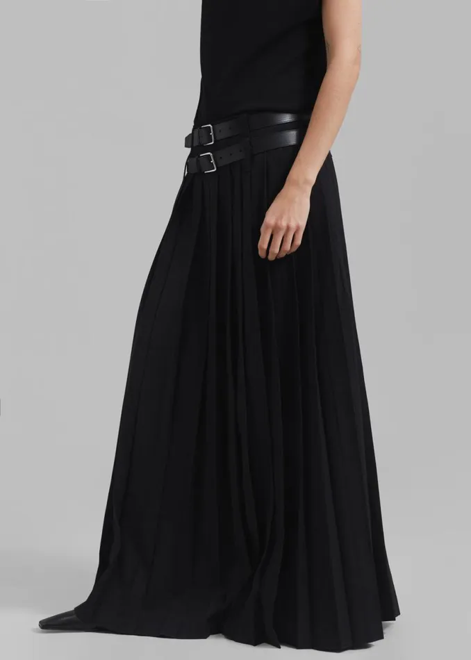 The Frankie Shop Bailey Long Pleated Skirt 8211 Black Shop Clothing