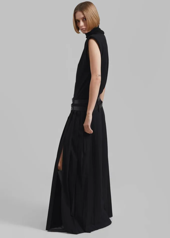 The Frankie Shop Bailey Long Pleated Skirt 8211 Black Shop Clothing