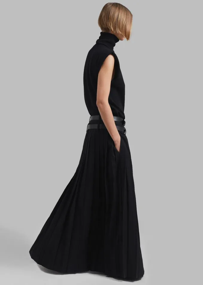 The Frankie Shop Bailey Long Pleated Skirt 8211 Black Shop Clothing