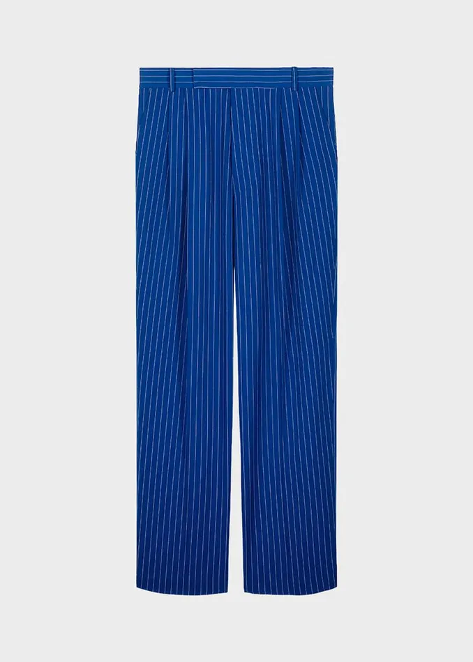 The Frankie Shop Bea Fluid Stripe Suit Pants 8211 Deep Blue Shop Bottoms