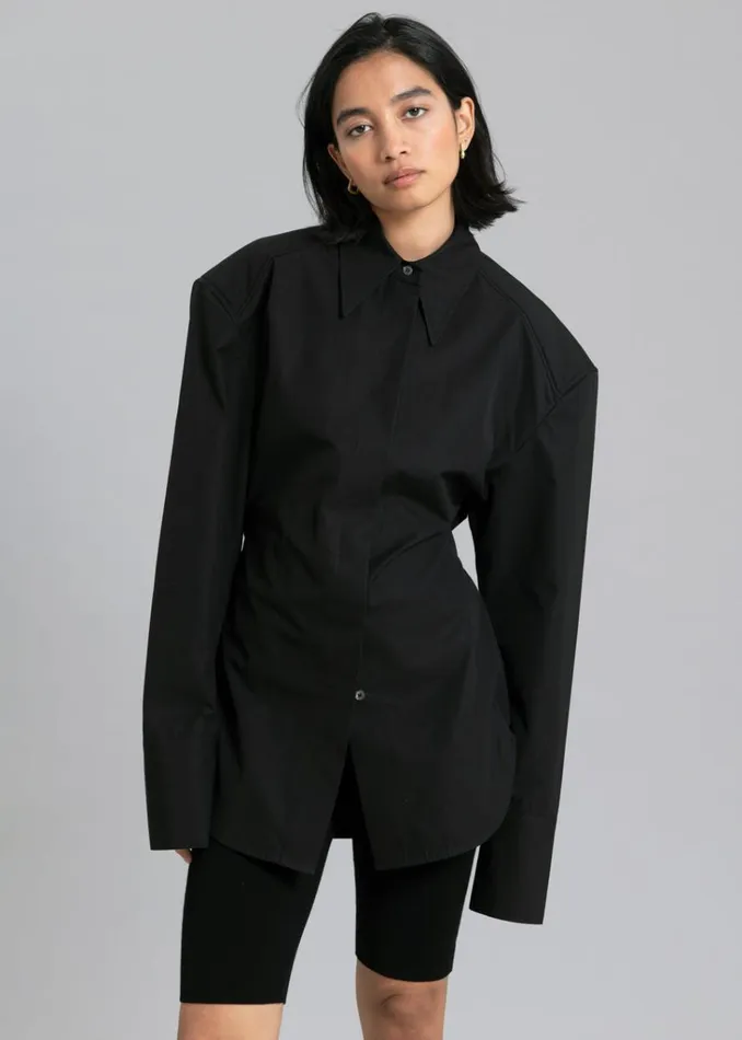 The Frankie Shop Bec Padded Shirt 8211 Black Shop Tops