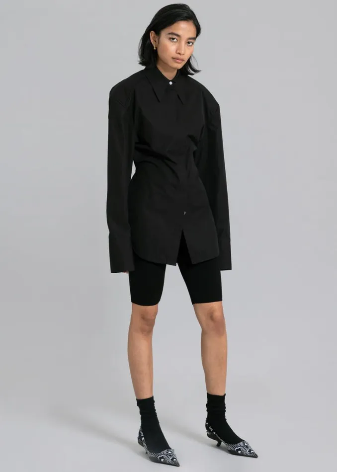 The Frankie Shop Bec Padded Shirt 8211 Black Shop Tops