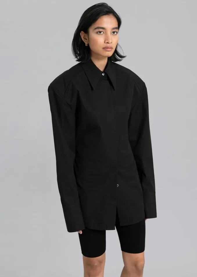 The Frankie Shop Bec Padded Shirt 8211 Black Shop Tops