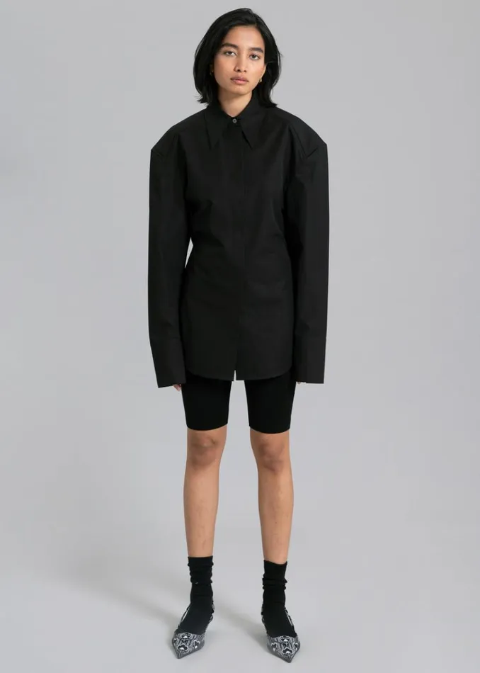 The Frankie Shop Bec Padded Shirt 8211 Black Shop Tops
